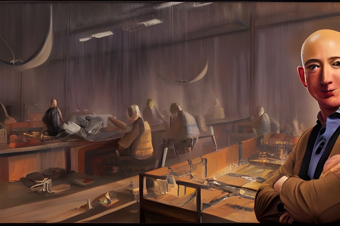 Hellish Sweatshop Overseer in Oil Painting