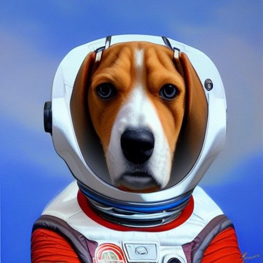 Beagle in Spacesuit Oil Painting