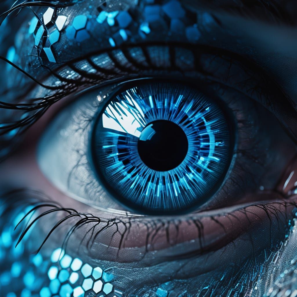 Cybernetic Eye: Neon Accents in Cyberpunk Style