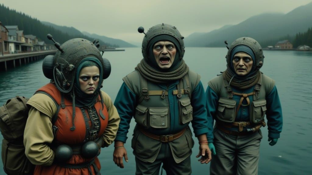 Fearful Sea People in Eerie Coastal Village