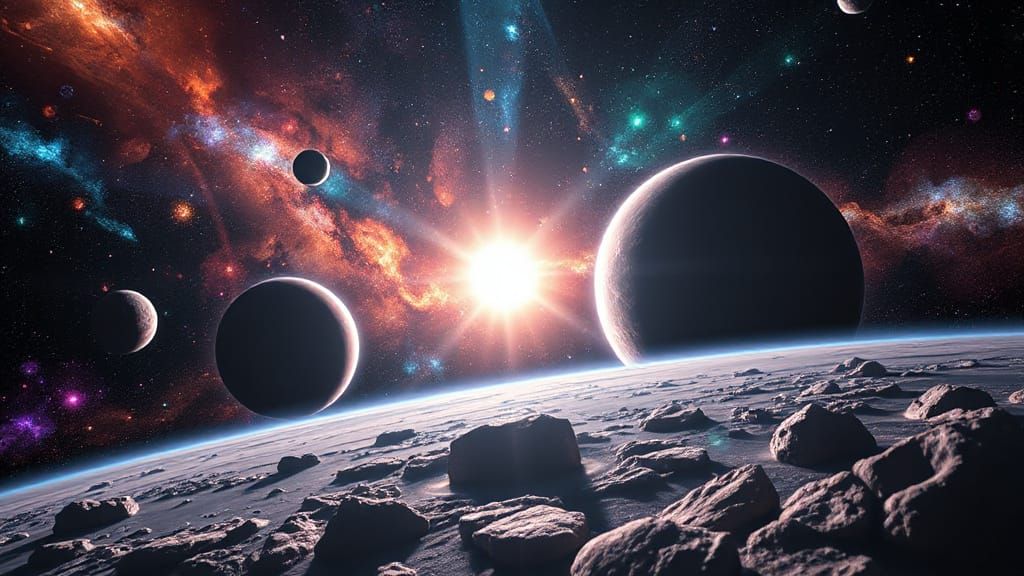 Vibrant Deep Space Panorama with Black Hole