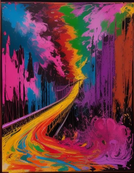 Psychedelic Golden Gate Bridge in Vibrant Pop Art Colors