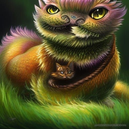 Cat-Dragon Hybrid: A Whimsical Fantasy Creature