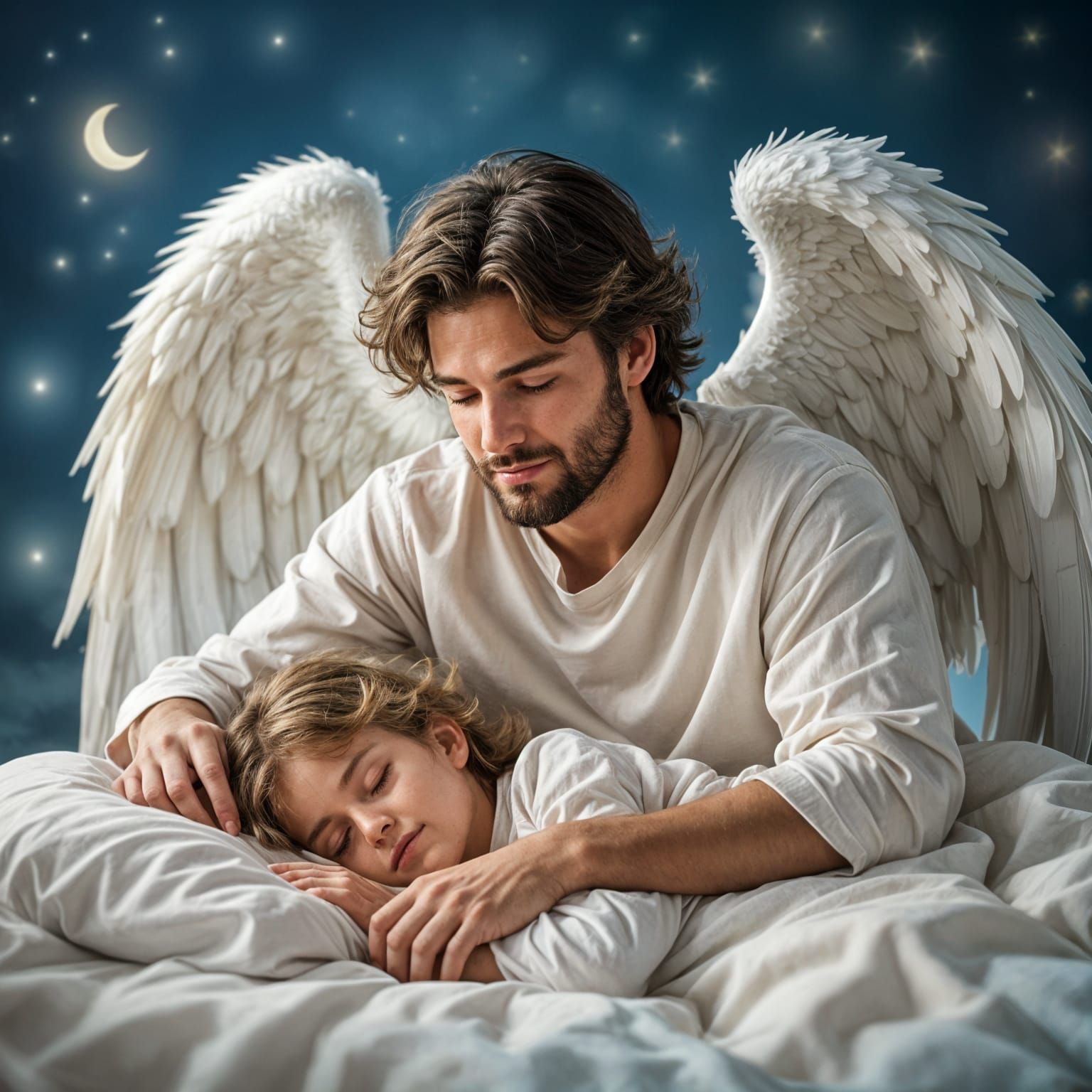 Guardian Angel Watching Over Sleeping Child