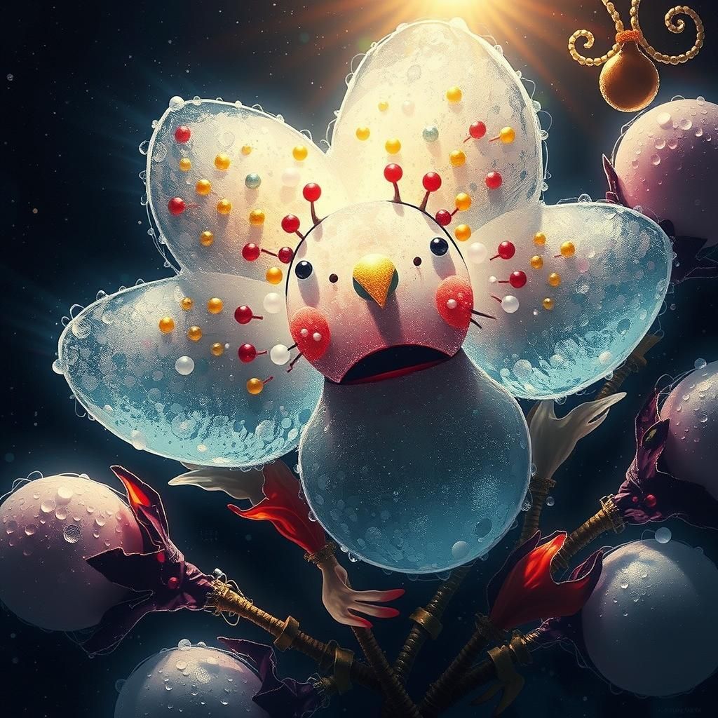 Whimsical Folk Art Scene in Vibrant Neo-Impressionist Colors