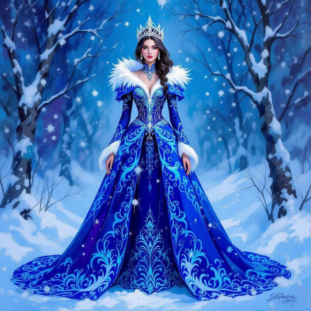 Winter Queen in Polychromatic Graffiti Art Style