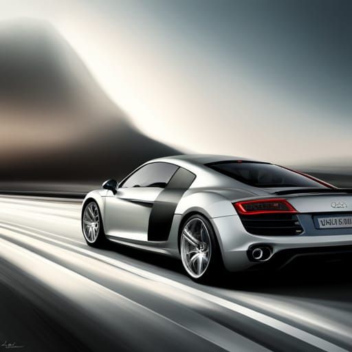 Hyperrealistic Audi R8 in Dramatic Rainy Scene with Colorful...