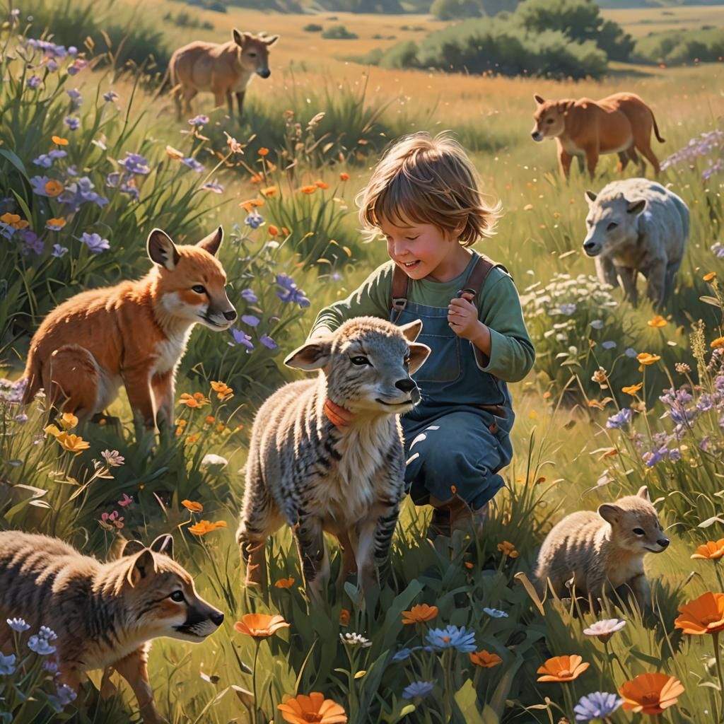 Whimsical Adventure in a Sun-Kissed Field