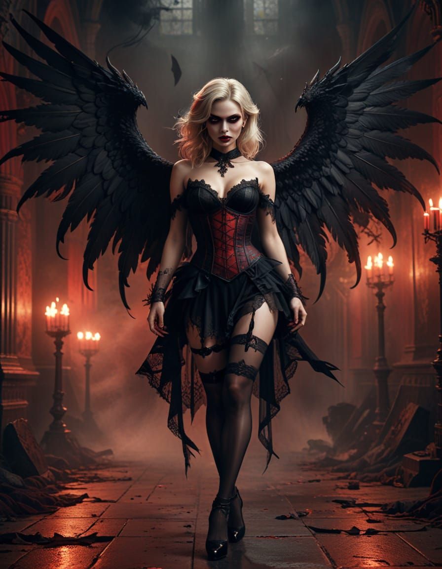 Demonic Woman in Gothic Fashion, Hyper-Realistic