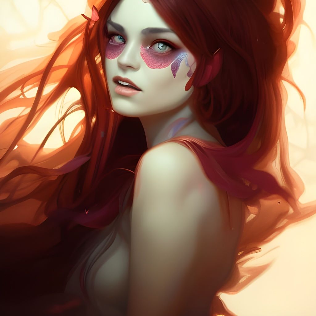 Vibrant Demonic Fairy in Hyperdetailed Portrait