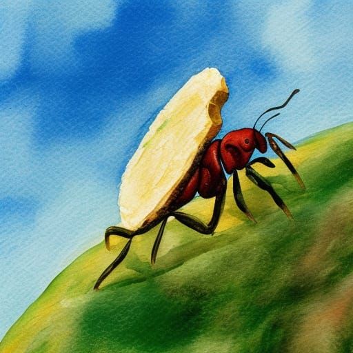 Ant in Epic Impressionist Masterpiece Struggles Up Hill with...