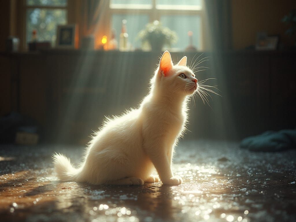 Ethereal Dreamcore Cat in Cinematic Style