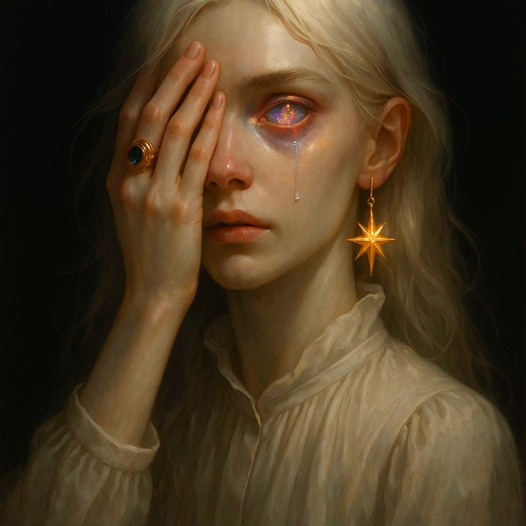 Ethereal Woman with Galaxy Eye, Digital Painting