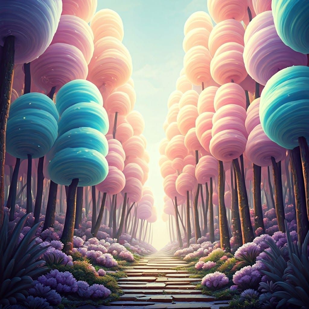 Sugar Cotton Candy Forest in Whimsical HDR