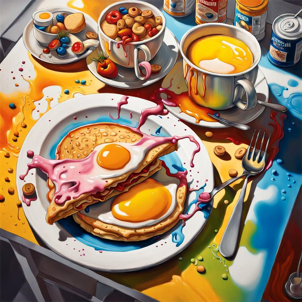 Hyperrealistic IKEA Breakfast in a Dali-Inspired Street Art...