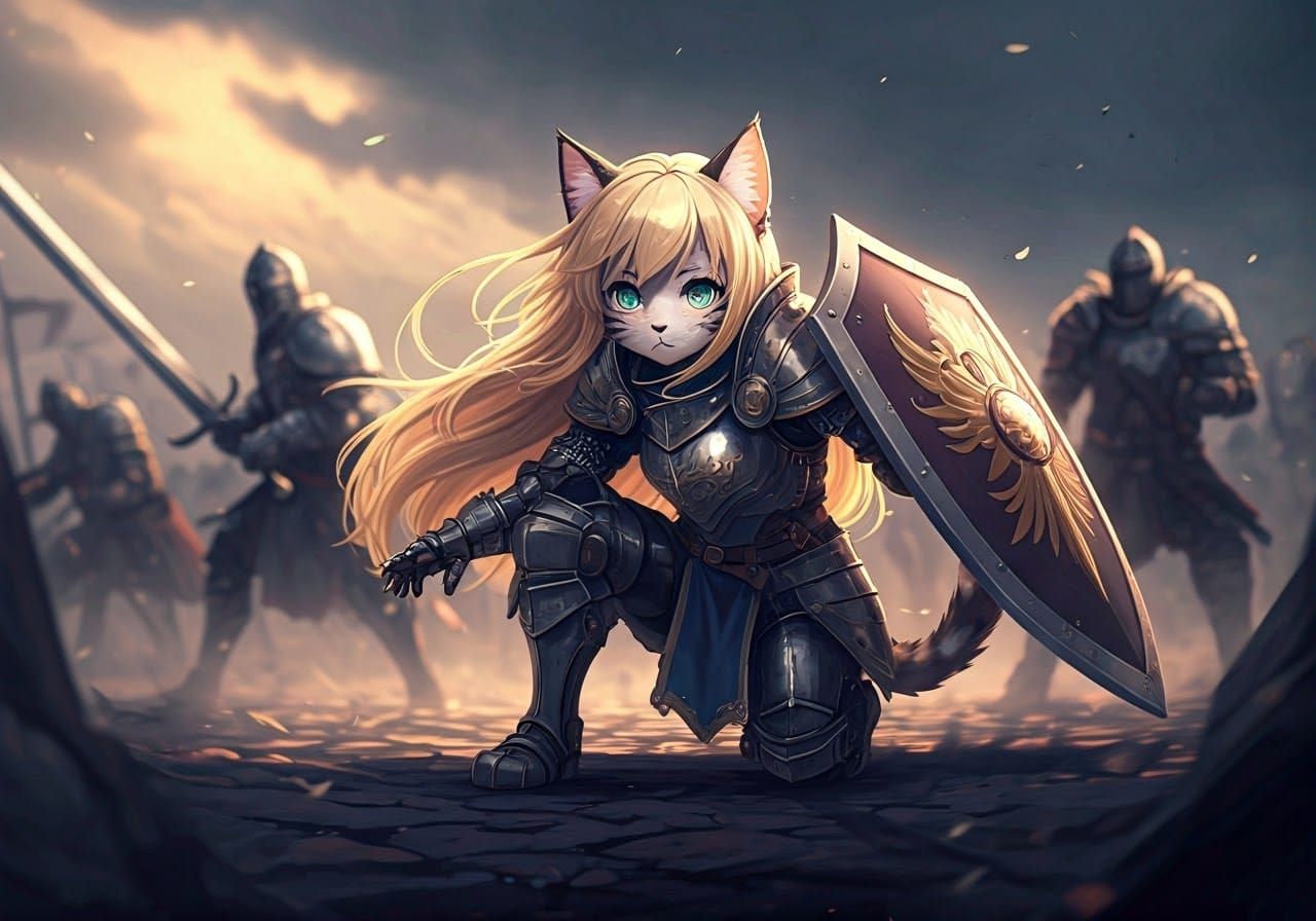 Cute Fantasy Warrior in Soft Pastel Armor