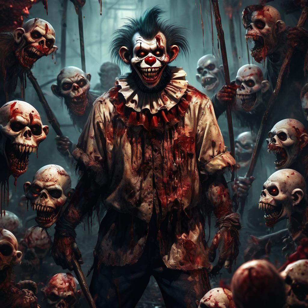 Hyper-Realistic Portrait of a Zombie Monkey Clown