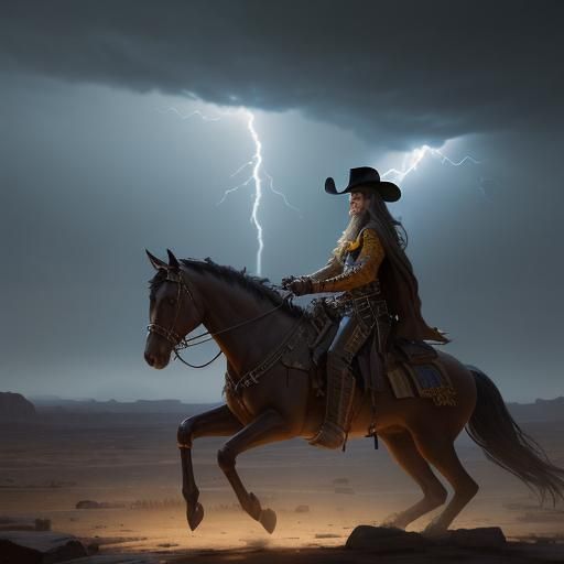 Epic Western Outlaws in a Desert Midnight Storm