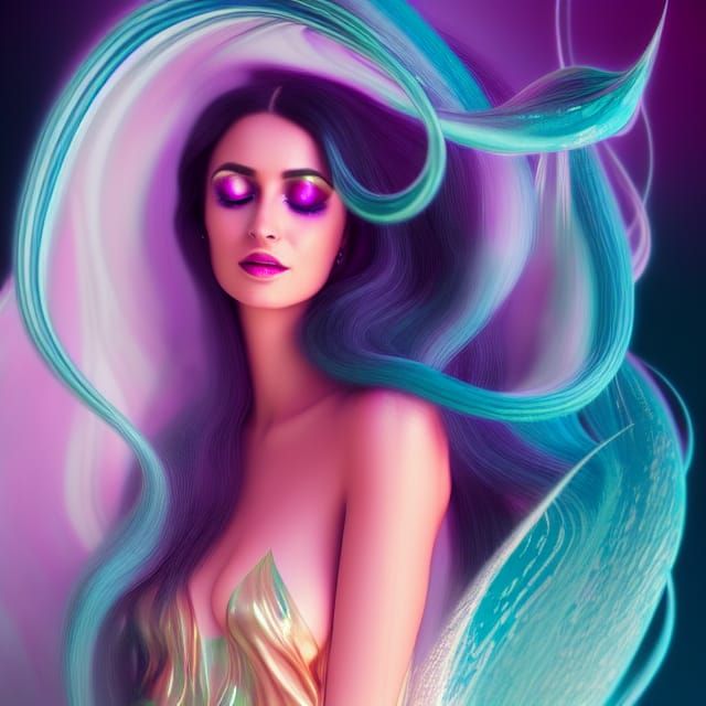 Sensual Persian Goddess in Liquid Metallic Hues