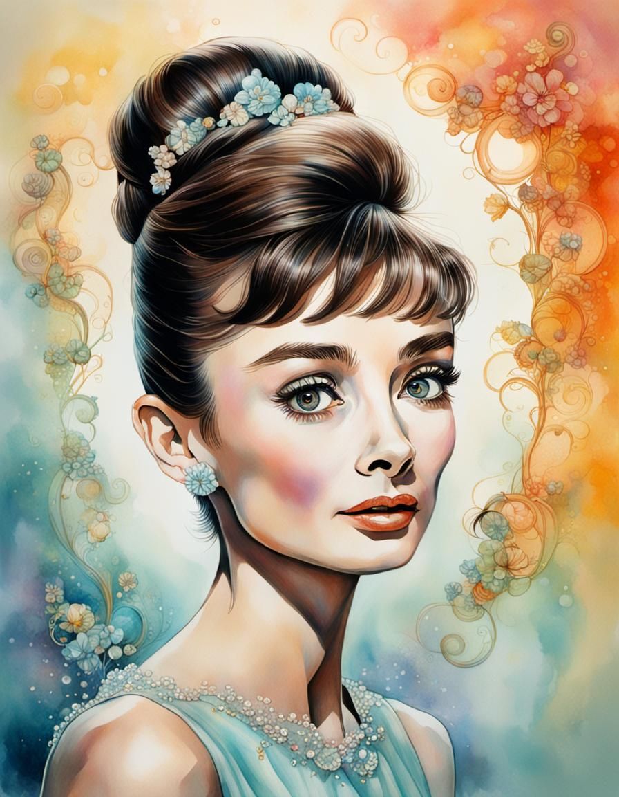 Audrey Hepburn - Intricately Detailed Portrait in Hyperreali...