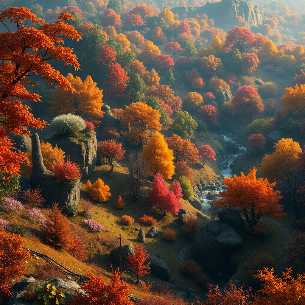 Enchanted Autumnal Landscape in Vibrant Detail