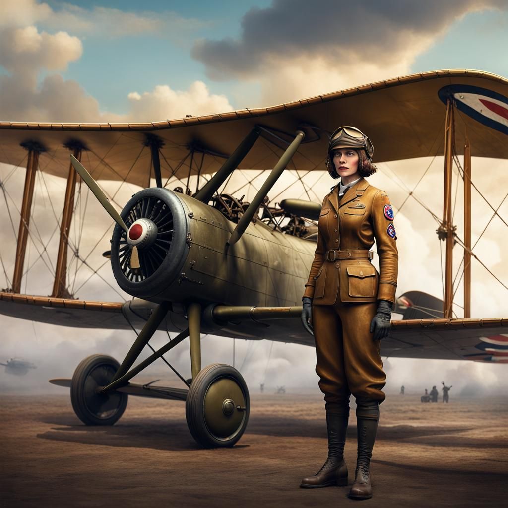 World War I US Army Air Corp Female Flying Ace in Splendid L...