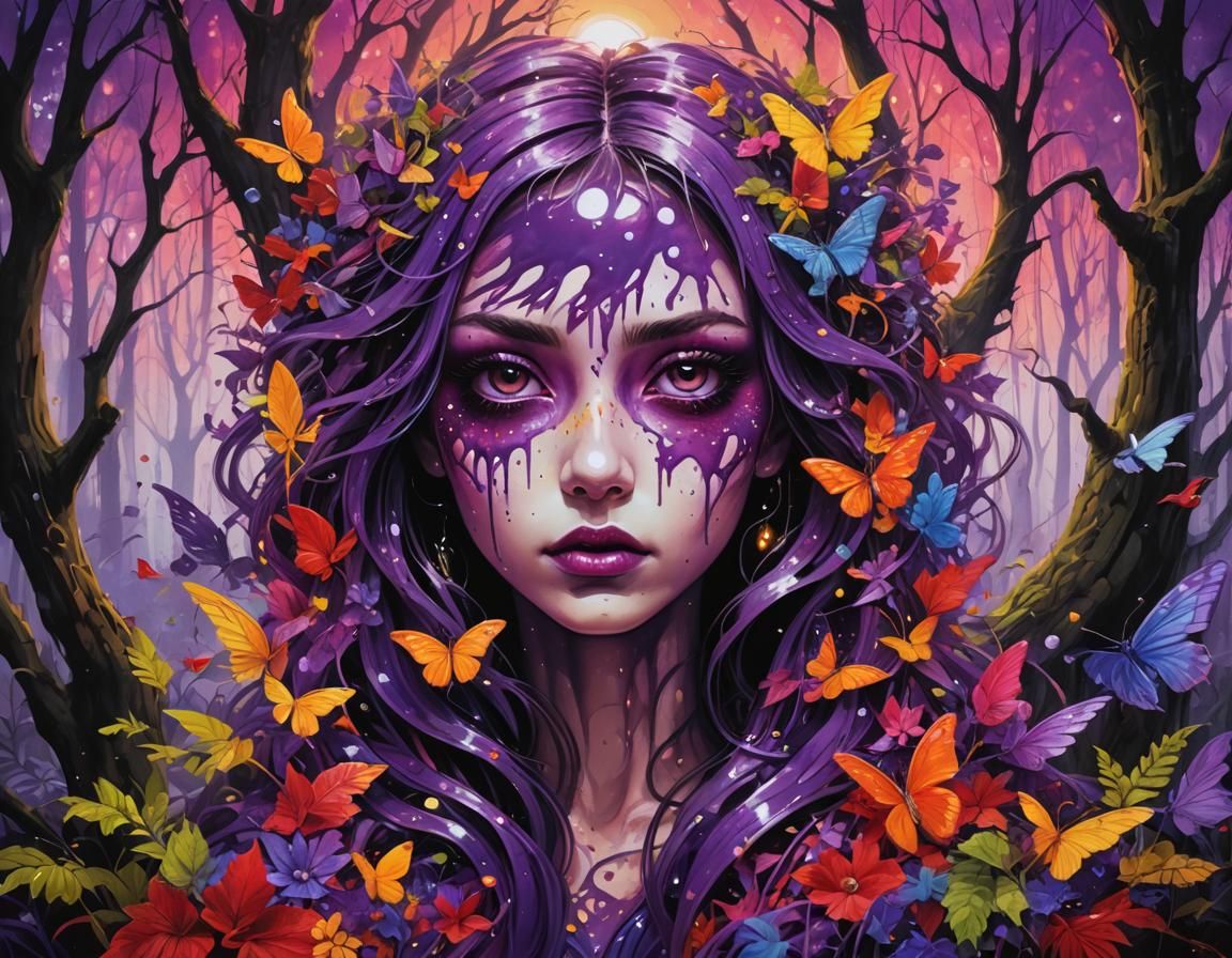 Vibrant Goddess of the Crimson Sky