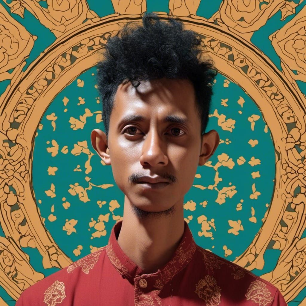 Surreal Vector Portrait of a Face in Vibrant Fantasy Colors