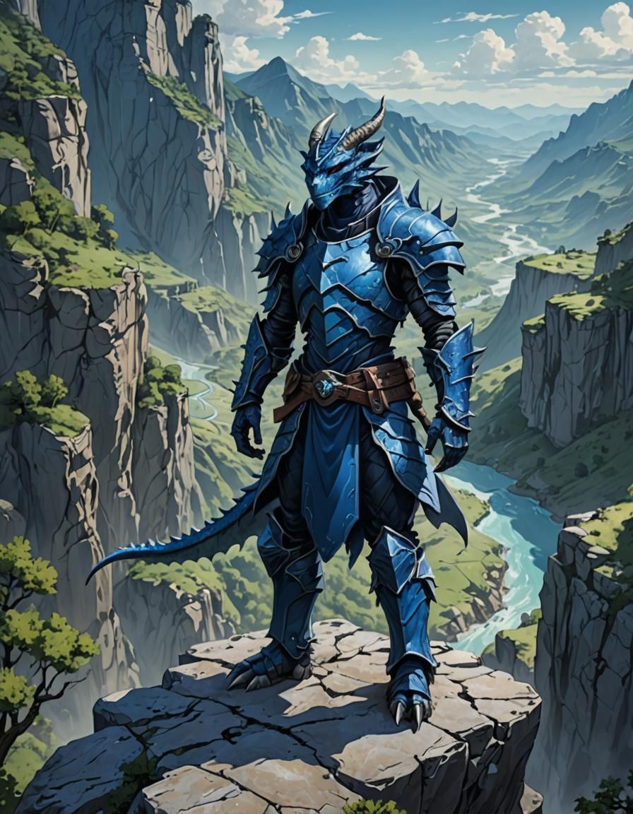 Ethereal Blue Dragonborn Dominates Arid Valley Landscape in....