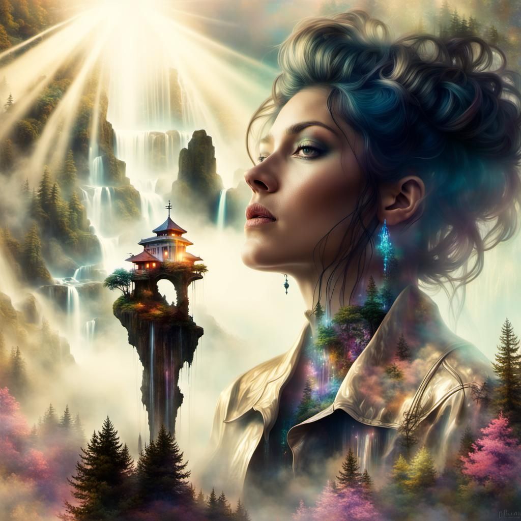 Ethereal Fantasy Realm Portrait in Iridescent Colors