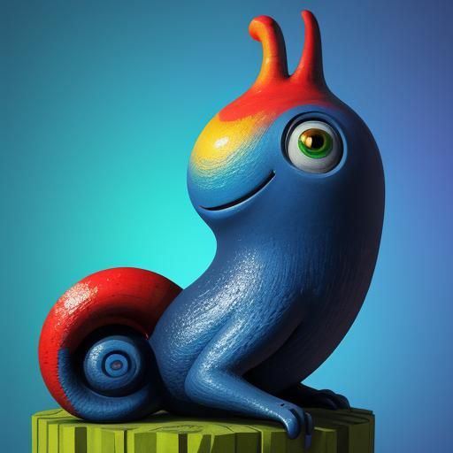Vibrant Cartoon Disney Snail in Gorillaz Style