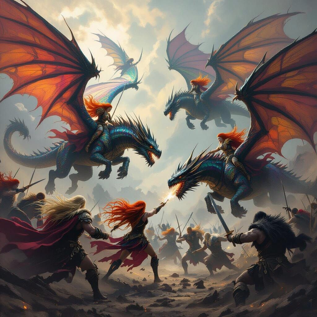 Valkyrie Ride Dragons into Epic Fantasy Battle