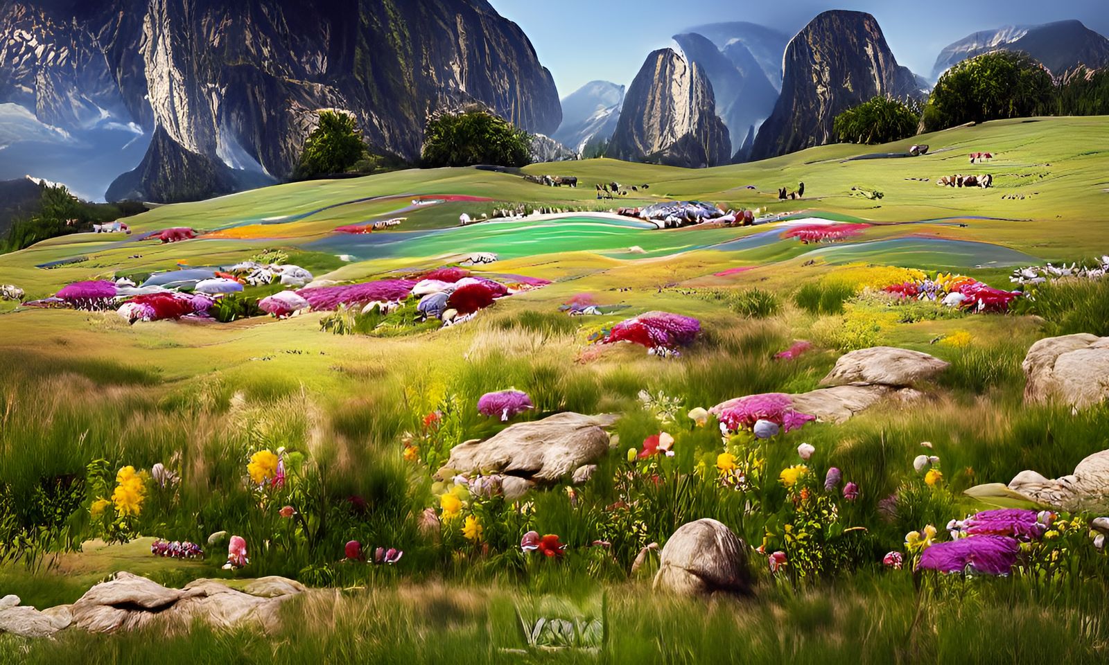 Vibrant Valley of Flowers in Ethereal Splendor