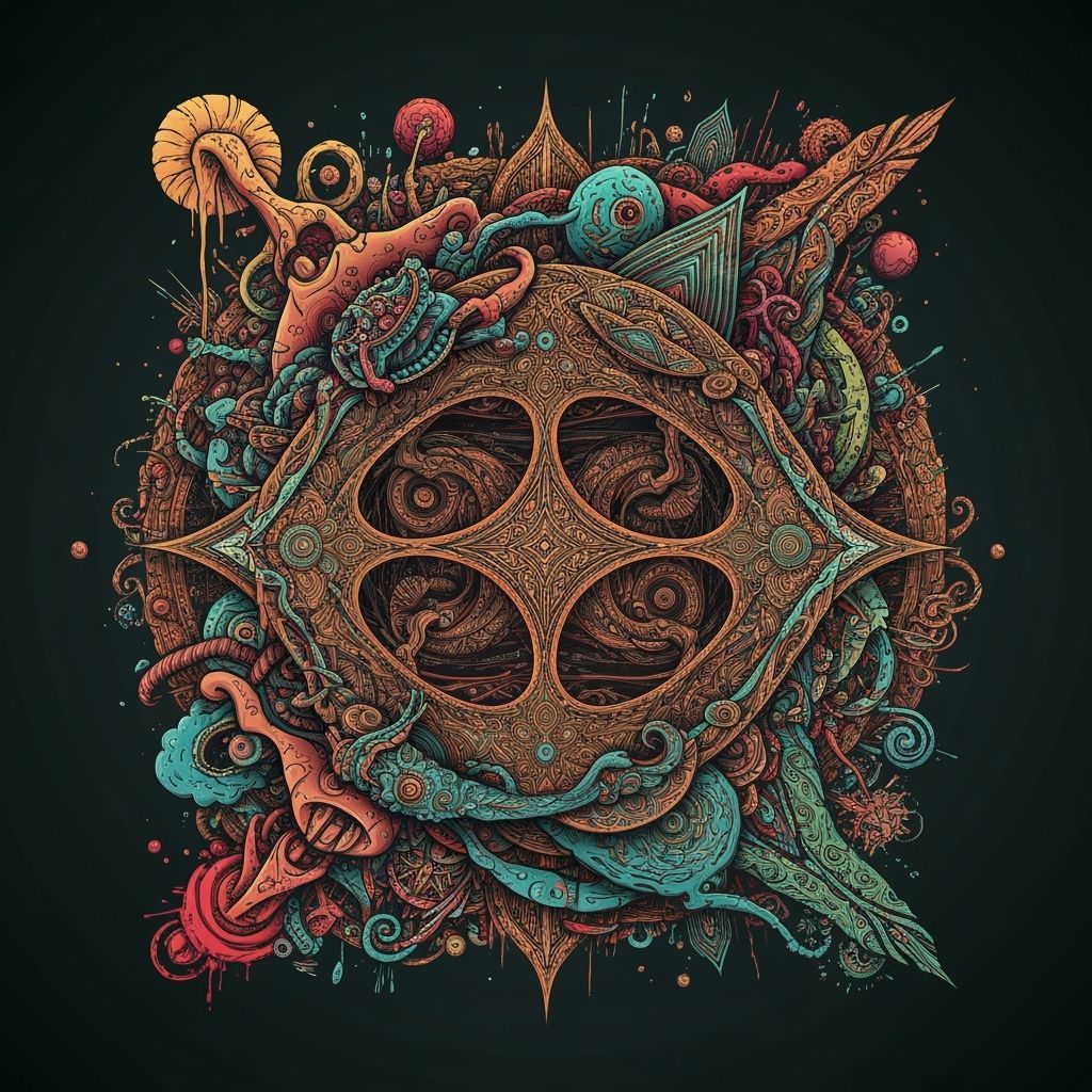 Abstract Fractal Wrestling Match in Surreal Grotesque Style