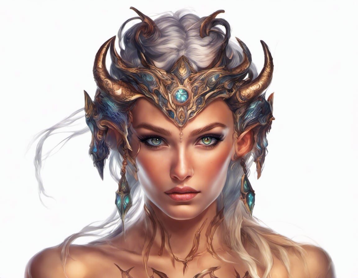 twin beautiful elf-like women with intense eyes and stunning face and features riding Taurus bull tiger companion, hyper...