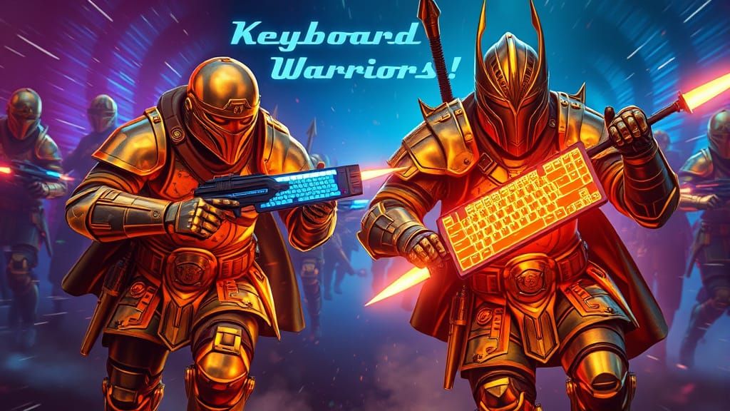 Futuristic Keyboard Warriors in Hyperrealistic Style