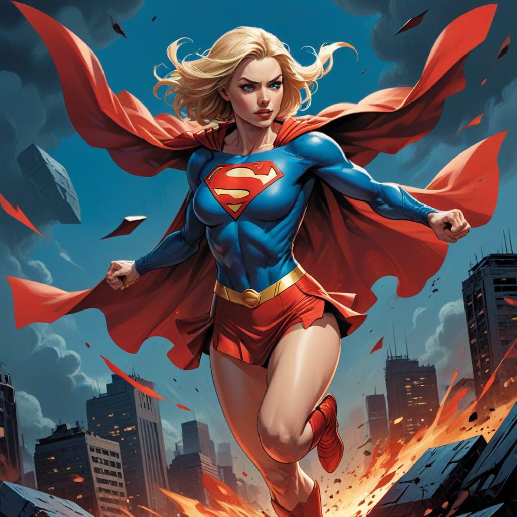 Supergirl in Dynamic Comic Book Style