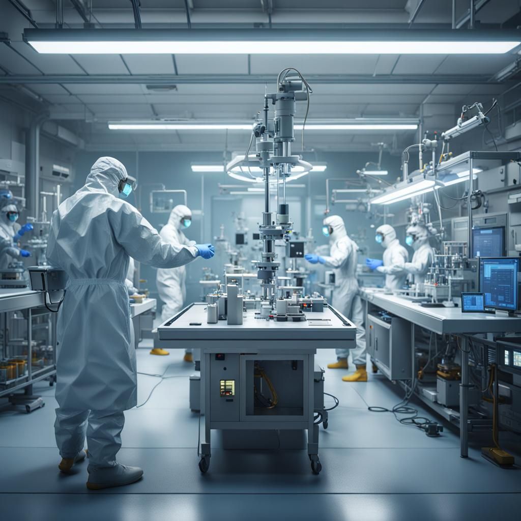 Scientists in Protective Suits Conduct High-Tech Virus Exper...