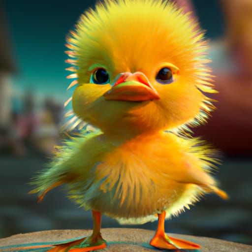 Enchanted Yellow Duckling: A Fantastical Matte Painting
