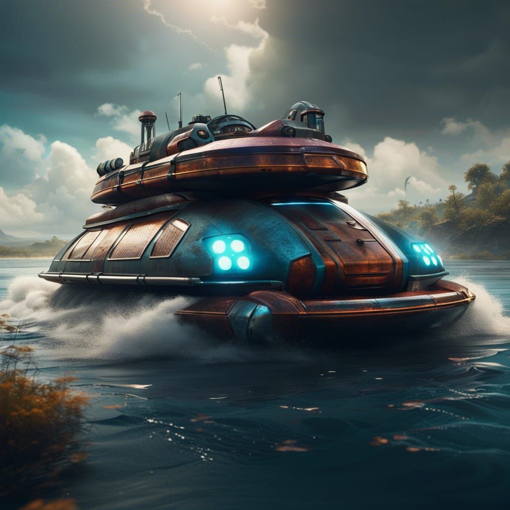 Ethereal Hovercraft, Traversing a Futuristic Waterworld