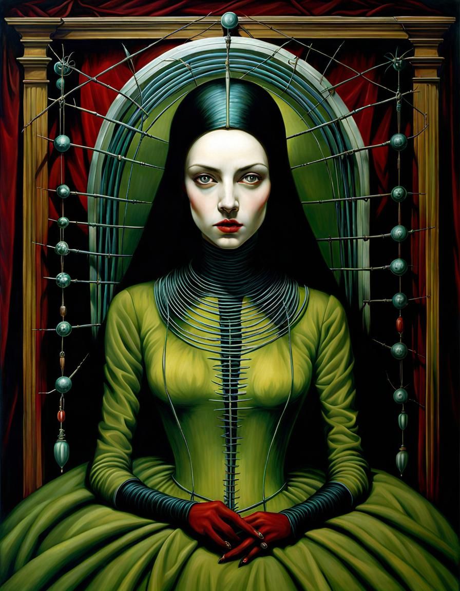 A Gothic Painting of a Sickly, Bedridden Figure