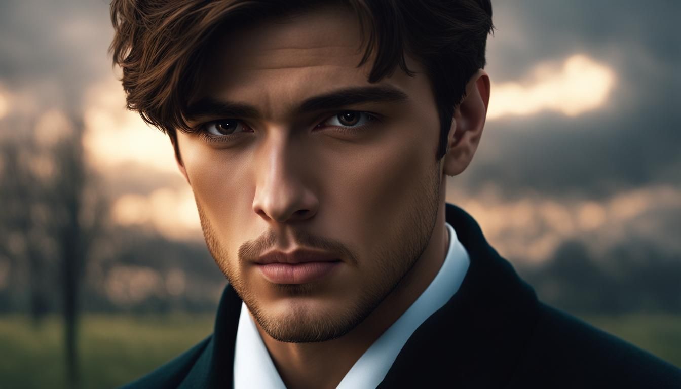 Gorgeous Man Lost in Thought, Overcast Day