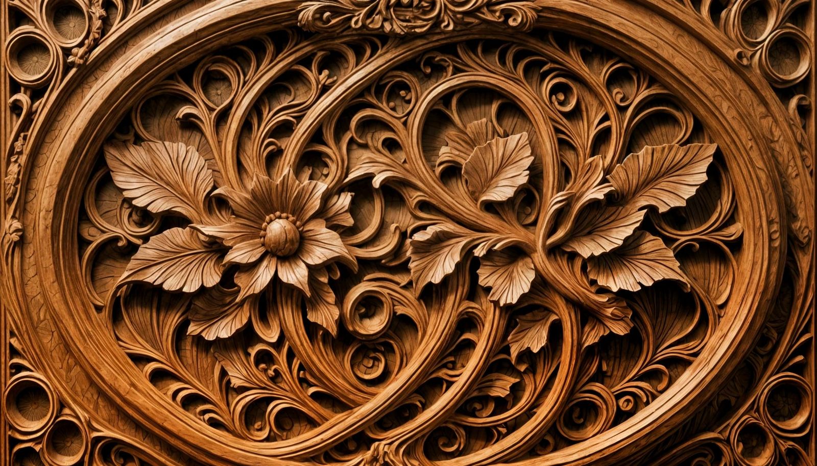 Ethereal Wood Masterpiece in Art Nouveau Style