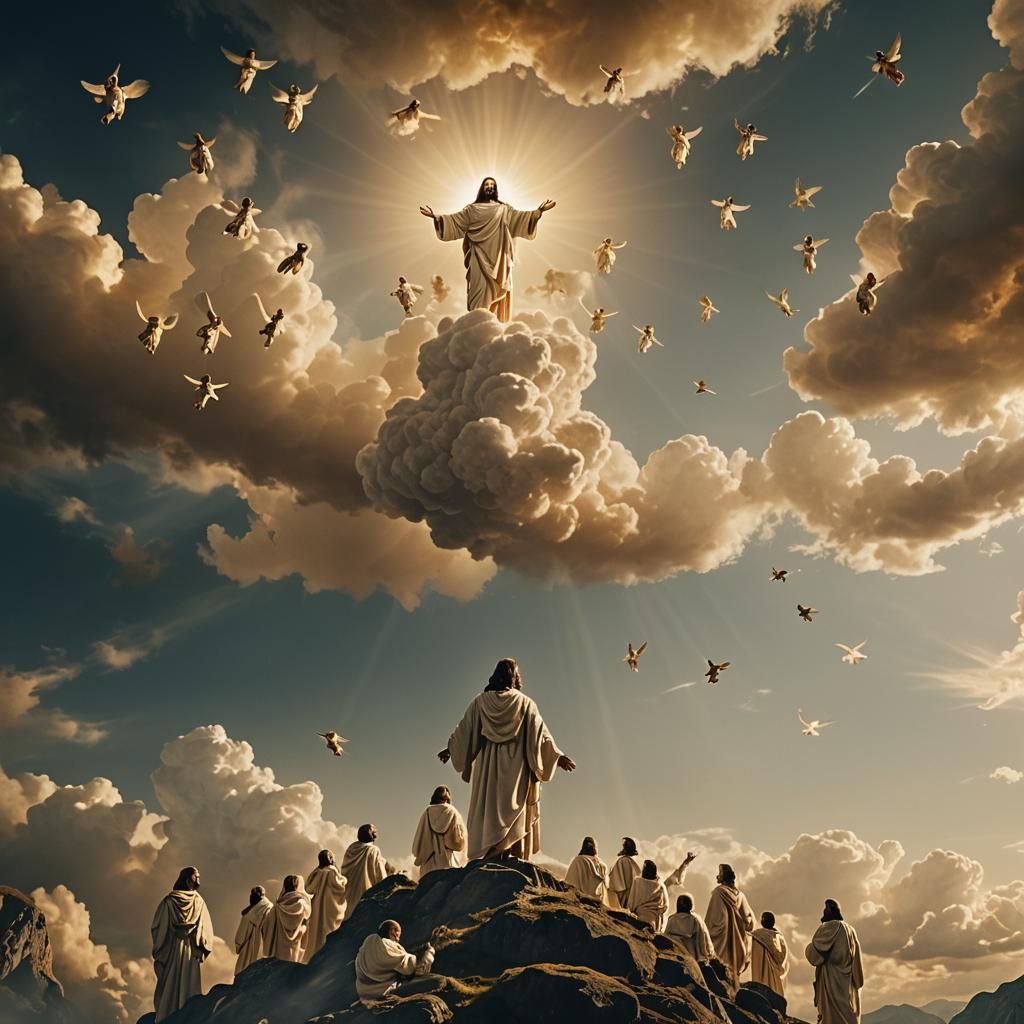 Jesus Ascends into Heaven in Cinematic 35mm Film Style