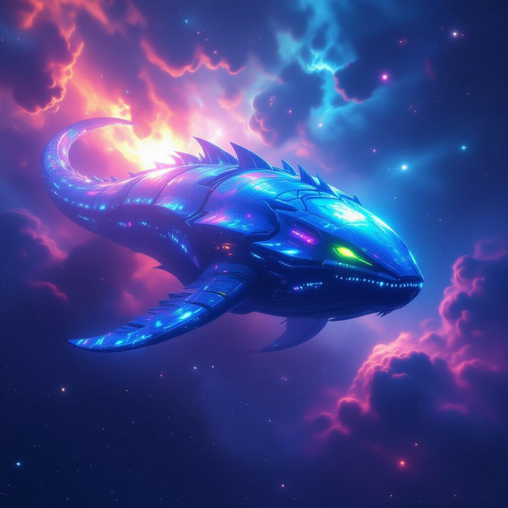 Bioluminescent Space Whale in a Nebula