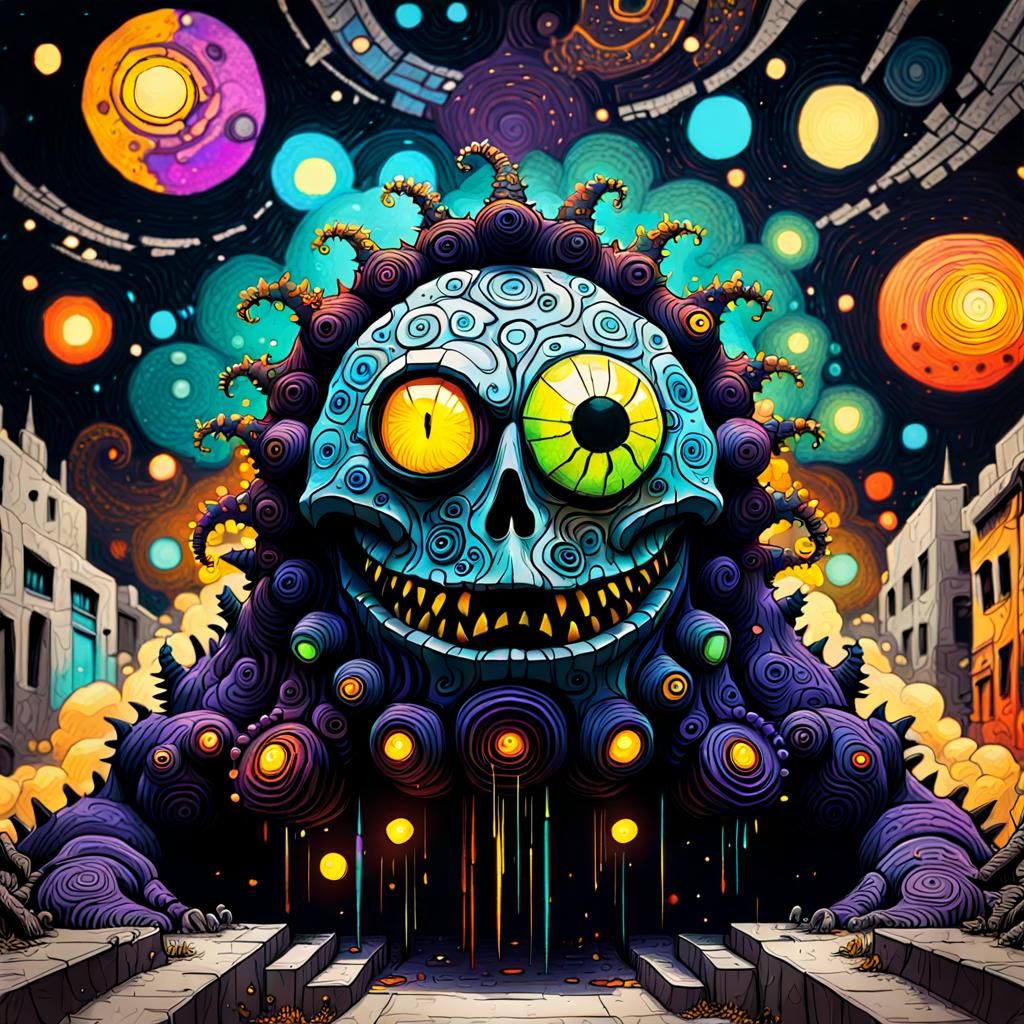 Surreal Space Monsters in Triadic Colors