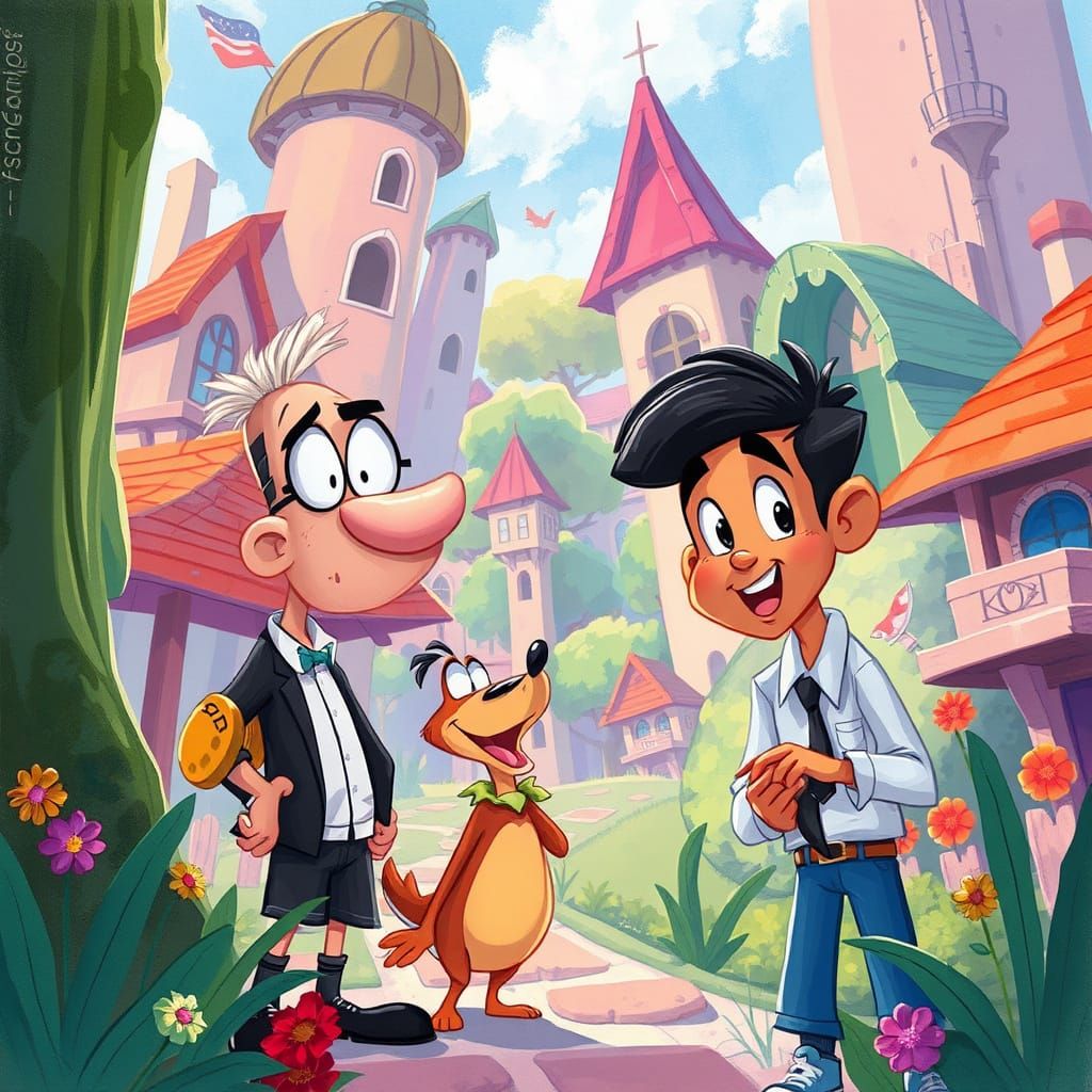 Vibrant 2D Cartoon in Classic Disney Style