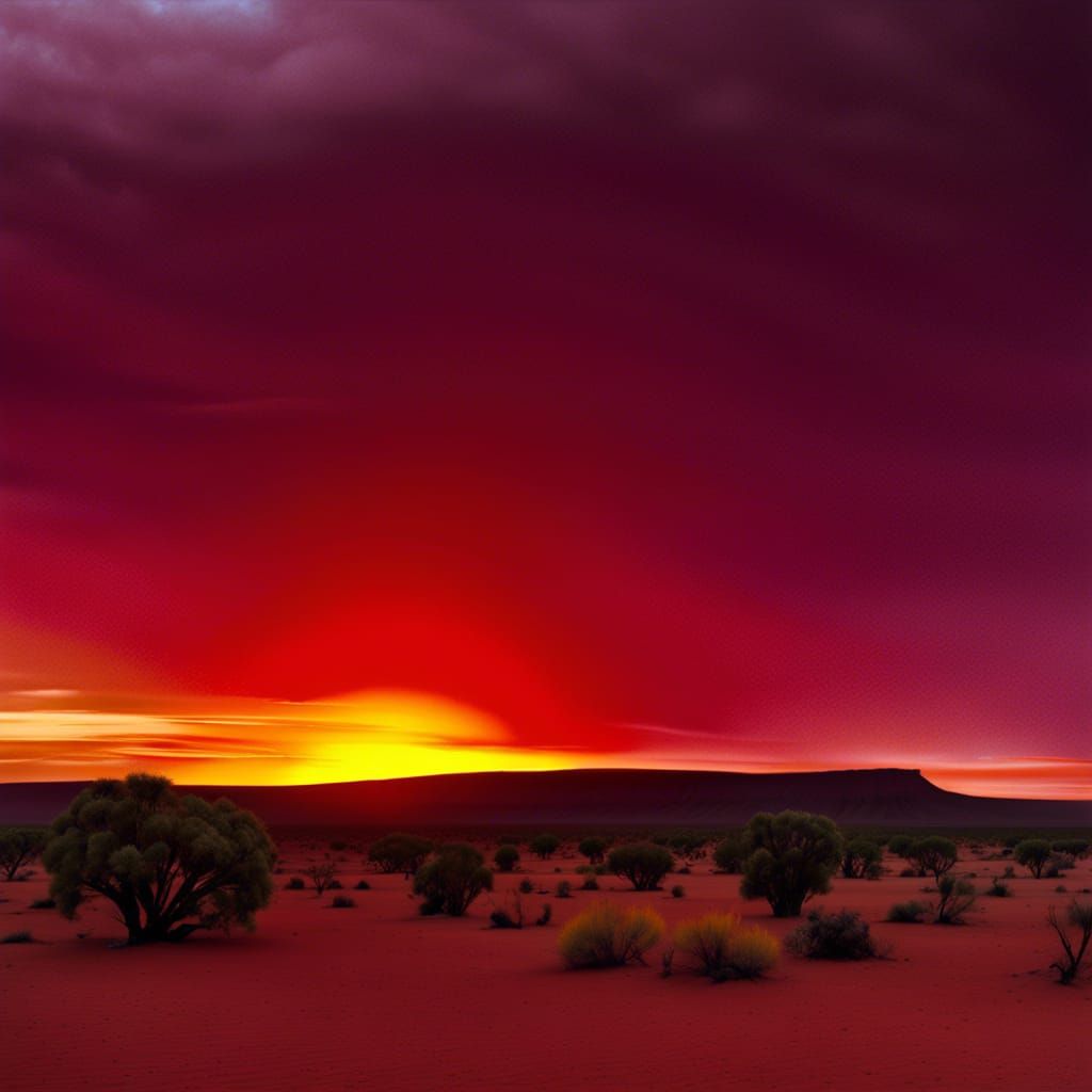 Barren Australian Desert Sunset After the Apocalypse