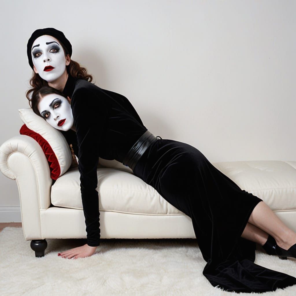 Mysterious Figure on Velvet Sofa