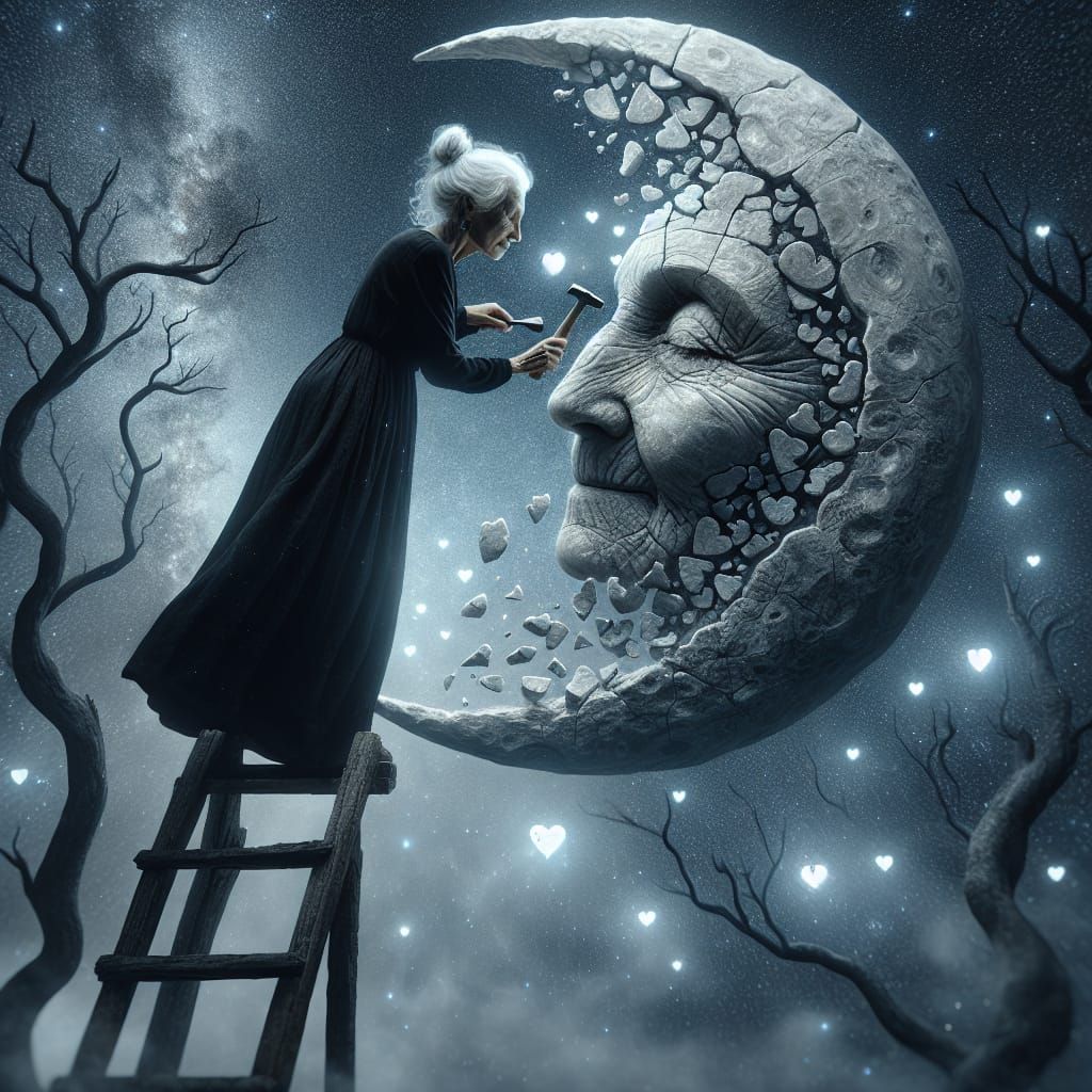 Surreal Moon Goddess in Mid-Creation
